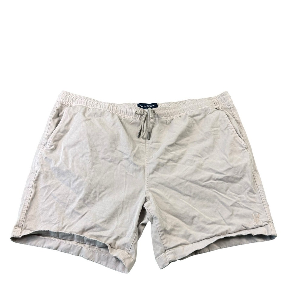 Psycho Bunny Stone Gray Cotton Drawstring Chino Shorts Mens Size 2XL XXL
